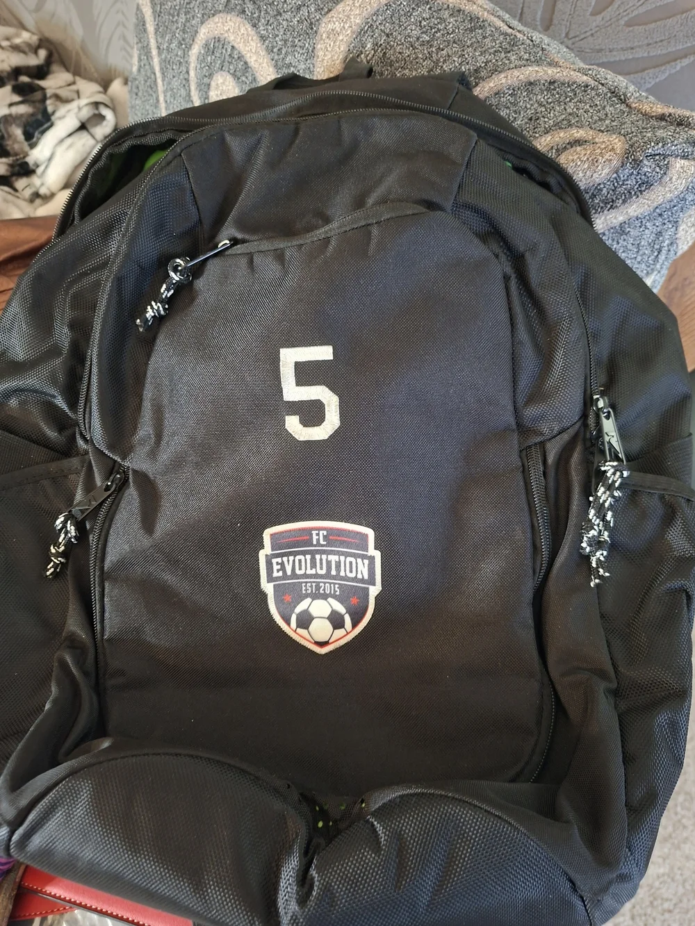 Soccer Backpack Black Team Sports Bag Multi-Compartment Cleat & Ball Backpack FC